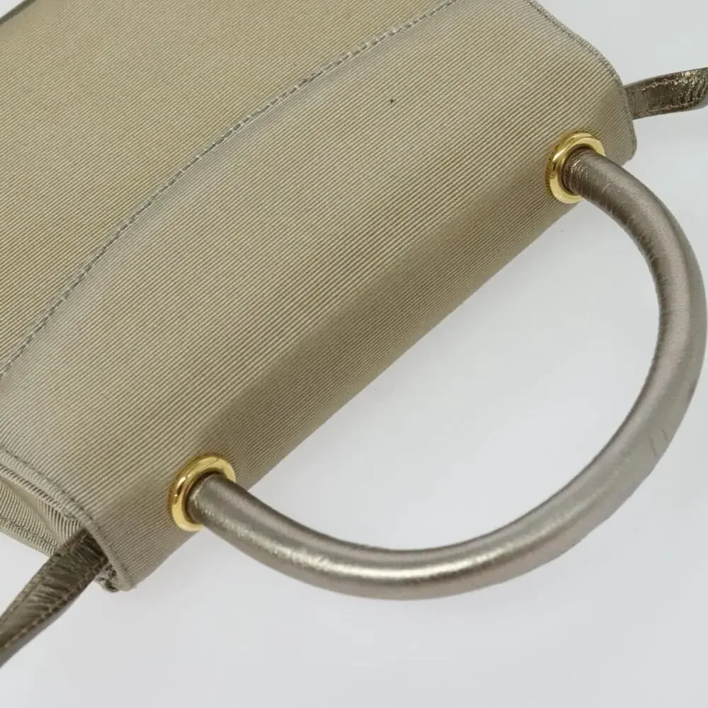 Salvatore Ferragamo Nylon Vara Handbag Beige